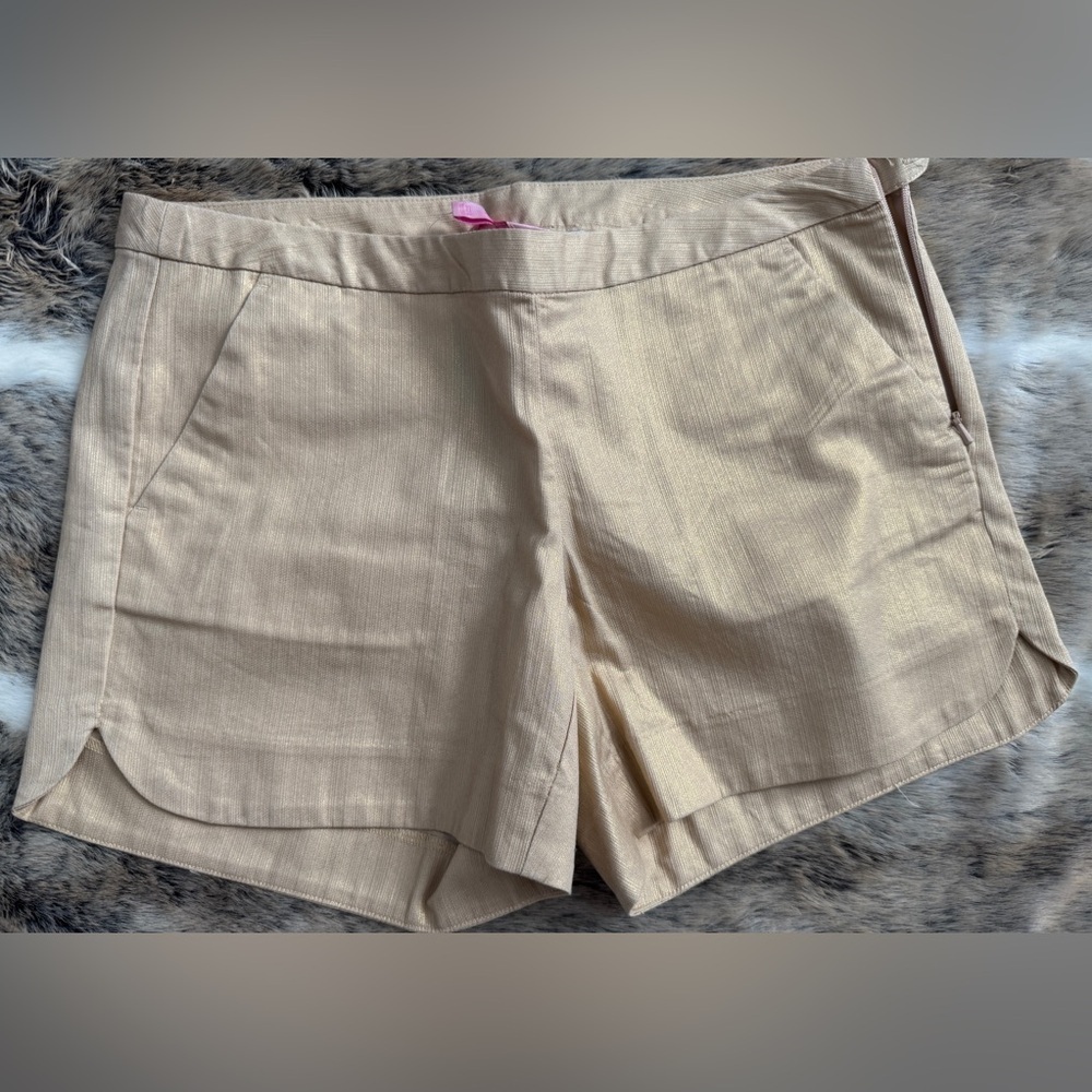 NWT Lilly Pulitzer Size 0 Kasia Short Gold Metallic Color